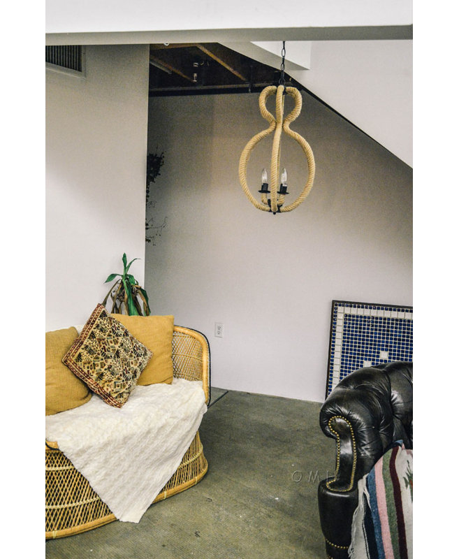 3 - Light Rattan Geometric Chandelier