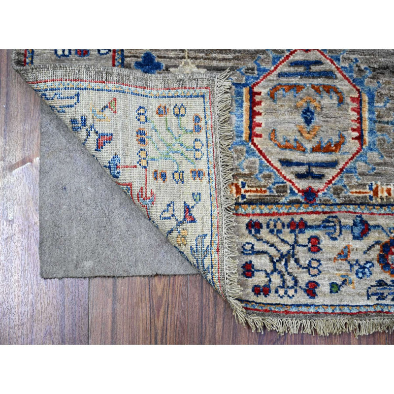 Tapis oriental gris à motif de médaillons tribaux noués à la main 3 pi x 4 pi 10 po 1642C6F5614A4D51974D491E1E99E2A5
