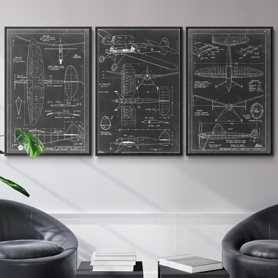 " Aeronautic Blueprint I " 3 - Pieces