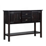 Sideboard Console Table With 2 Drawers And Cabinets And Bottom Shelf, Retro Style Storage Dining Buffet Server Cabinet