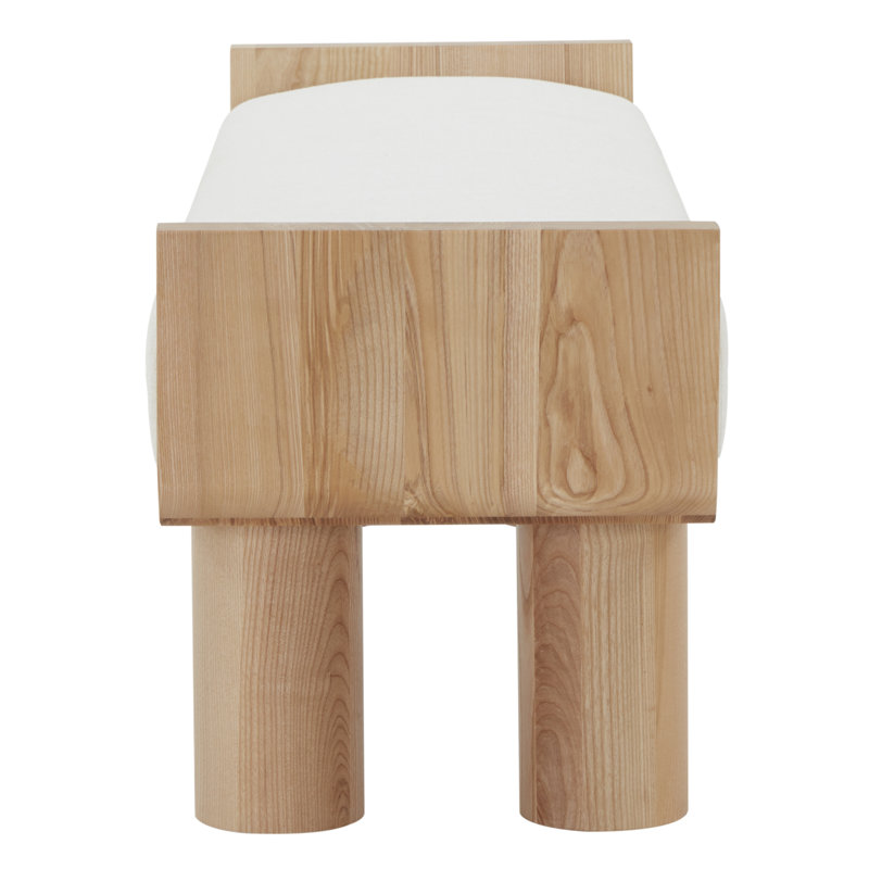 Iryna Boucle And Wood Bench, Ivory