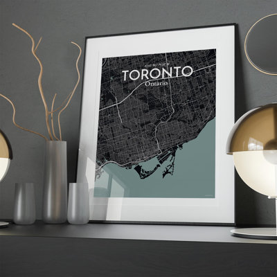 Toronto City Map in Midnight 1 Piece Wall Art