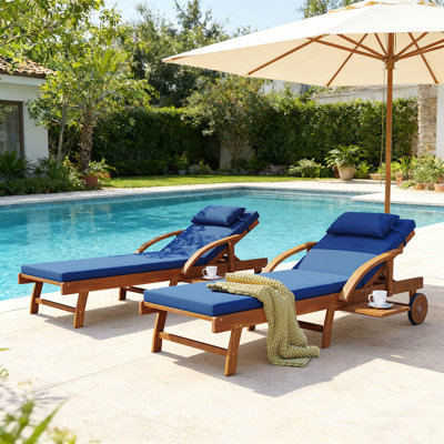 Chaise longue d'extérieur en bois d'acacia 77,5 "Estas (ensemble de 2)