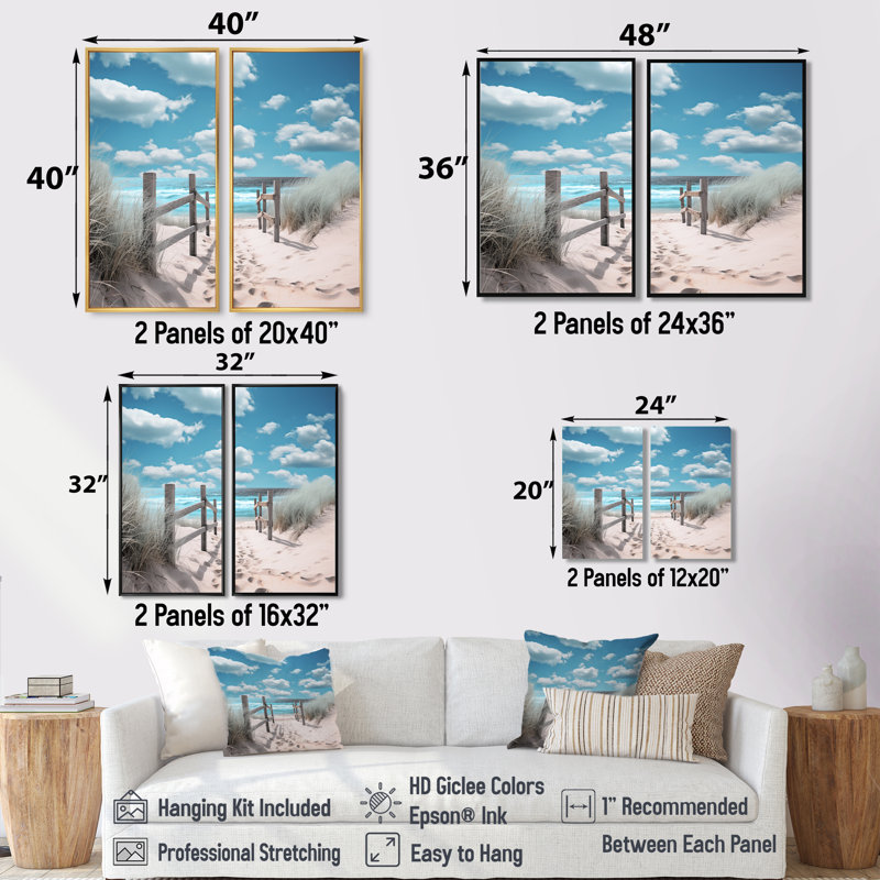Plage, paysage marin, rêves, chemin I - impressions côtières turquoise sur toile, Noir, H 36 po x l 48 po