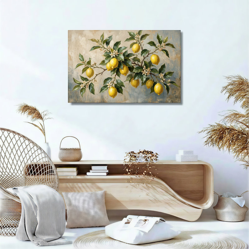 Ensemble de 1 tableau sur toile « Branche de citronnier », 24"H x 36"W, Wrapped Canvas