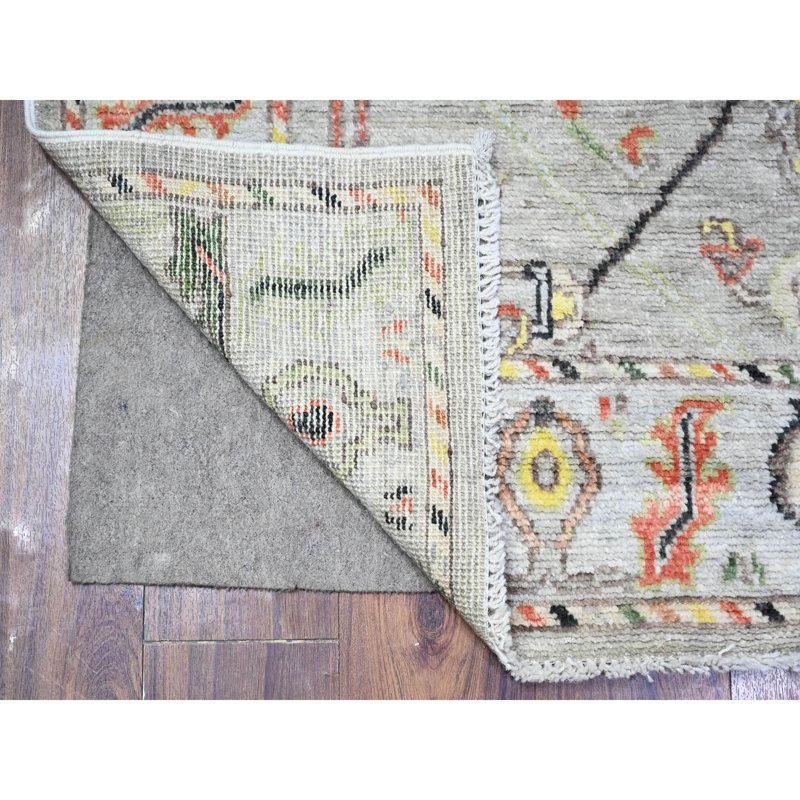 Tapis de couloir large en laine noué à la main 4 pi 1 po x 9 pi 6 po gris 98AB801BC98E40AB8D56ED7BE189F455