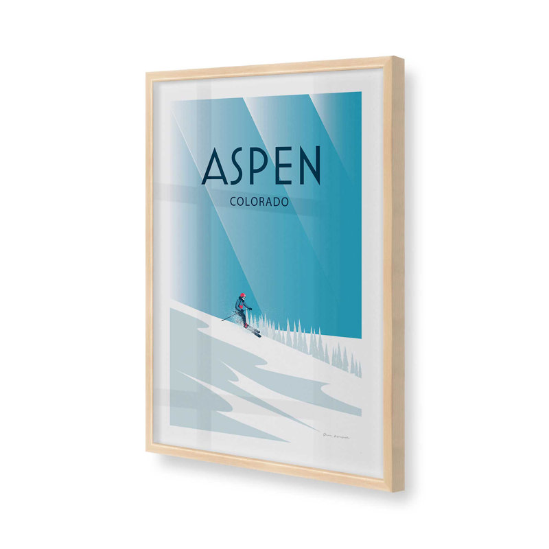 Aspen Colorado Travel, reproduction d'affiche dans un cadre, Raw Maple Framed, H 37 po x l 25 po x P 1,25 po