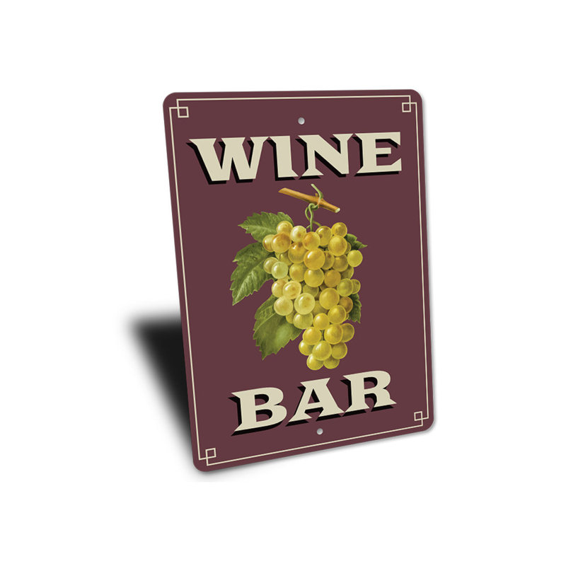 Plaque en aluminium Wine Bar, H 14 po x l 10 po x P 0,04 po