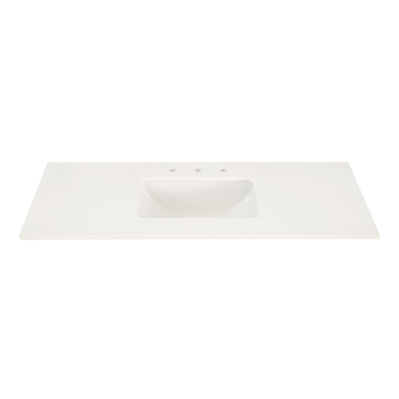 Markham 48'' W Single Vanity, White Quartz, Satin Brass, Walnut