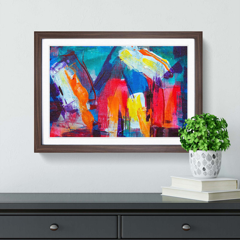 Abstract Art Painting Vol.26 by S.Johnson - Picture Frame Painting Print, 62cm H x 87cm W x 2cm D, Walnut Framed