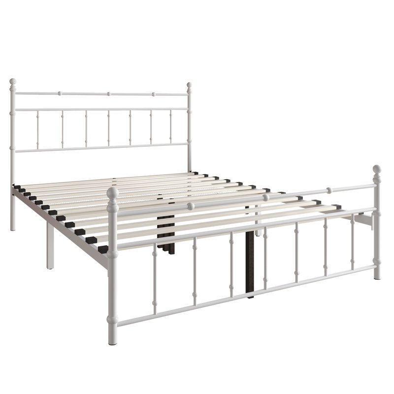 Ashik Metal Spindle Bed, White, Queen