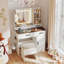 Vanity Desk with Mirror & Power Outlets Dressing Table with 3 Colour lighting