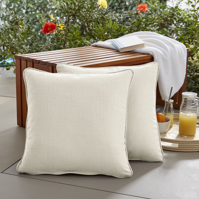 Tinsley Sunbrella® Outdoor Reversible Throw Pillow, 20" x 20", Cream