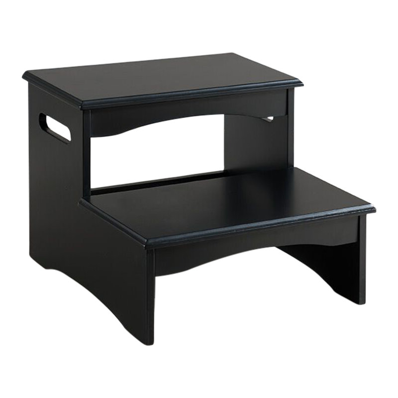 Black Wooden 2-Step Stool with Sleek Design