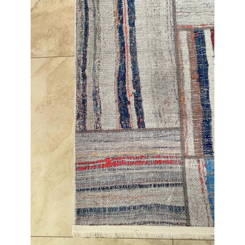 Tapis en coton avec envers antidérapant Lanney, Rectangle 2 pi 7 po x 14 pi 9 po