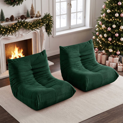 Grand fauteuil à billes pour adultes, ensemble de 2, fauteuil en mousse viscoélastique, fauteuil à billes sans accoudoirs géant en velours côtelé, canapé à plancher pour jouer dans la chambre à coucher