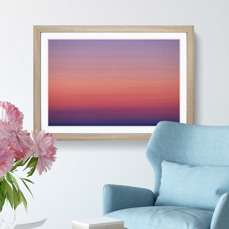 Pink Horizon - Picture Frame Painting Print, 27cm H x 36cm W x 2cm D, Oak Framed