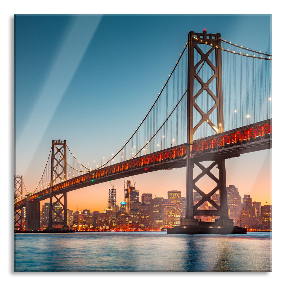 Ungerahmtes Foto auf Glas "Oakland Bay Bridge at Sunset"