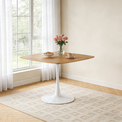 Square Kitchen Dining Table with Metal Pedestal Base