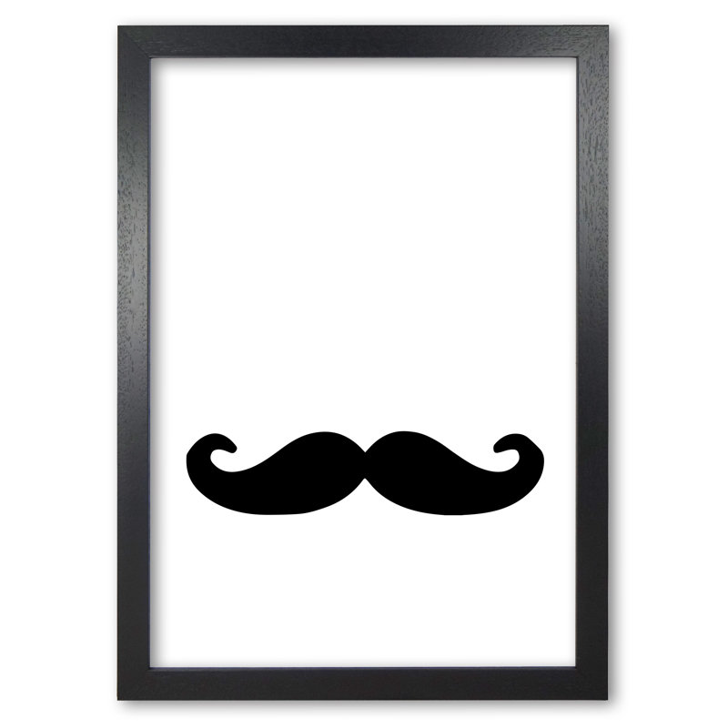 Moustache - Painting, 42 cm H x 30 cm W x 5 cm D, Black Grain Frame