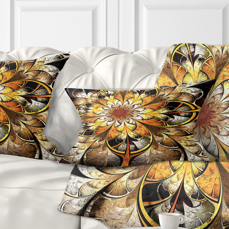 Coussin Fractal Flower - jaune foncé - imprimé floral