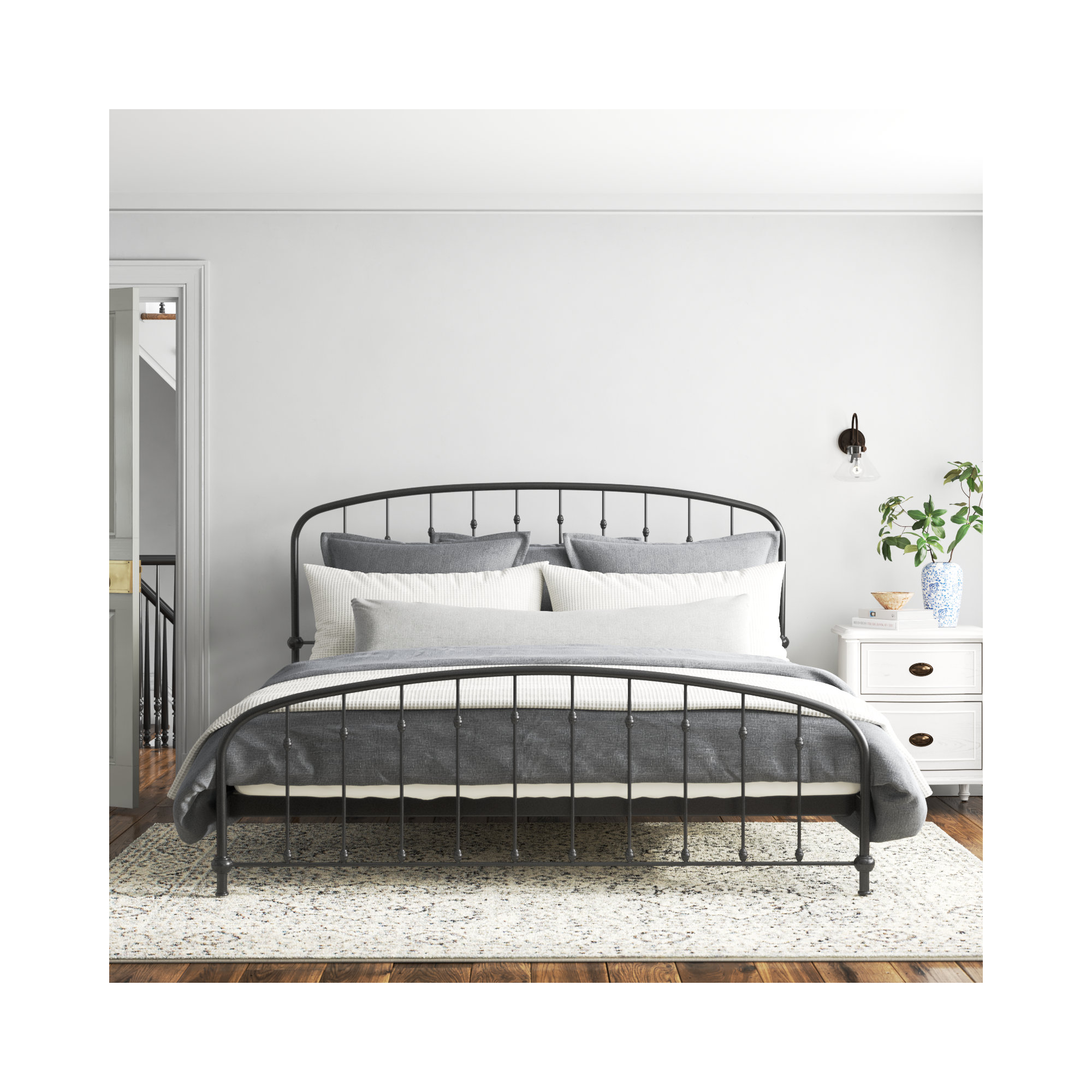 Wadsworth Metal Bed, Black, King