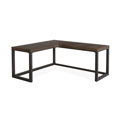 Bureau d'angle moderne et simple en bois massif en forme de L