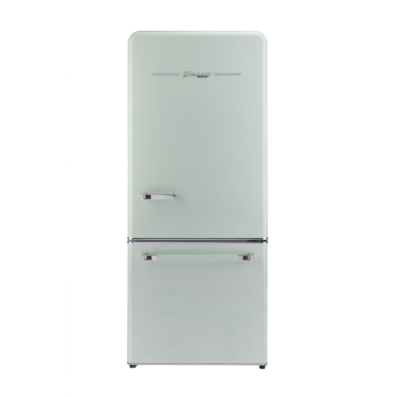 Classic Retro 30" Frost-Free 17.7 cu. ft. Energy Star Certified Bottom Freezer Refrigerator, Summer Mint Green