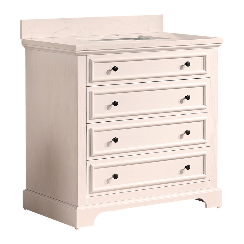 Ensemble de meuble-lavabo simple 36 po avec plateau en marbre, 36 po, entièrement assemblé