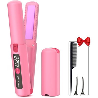 Cordless Hair Straightener Brush - Dual-purpose Straightening & Styling Tool, Portable Hot Comb For Travel, Negative Ion Technology For Smooth & Shiny Hair (pink)