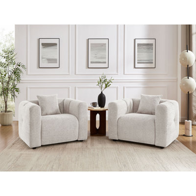 Jasey 42.91 Inch Boucle Upholstered Accent Chair, Set Of 2