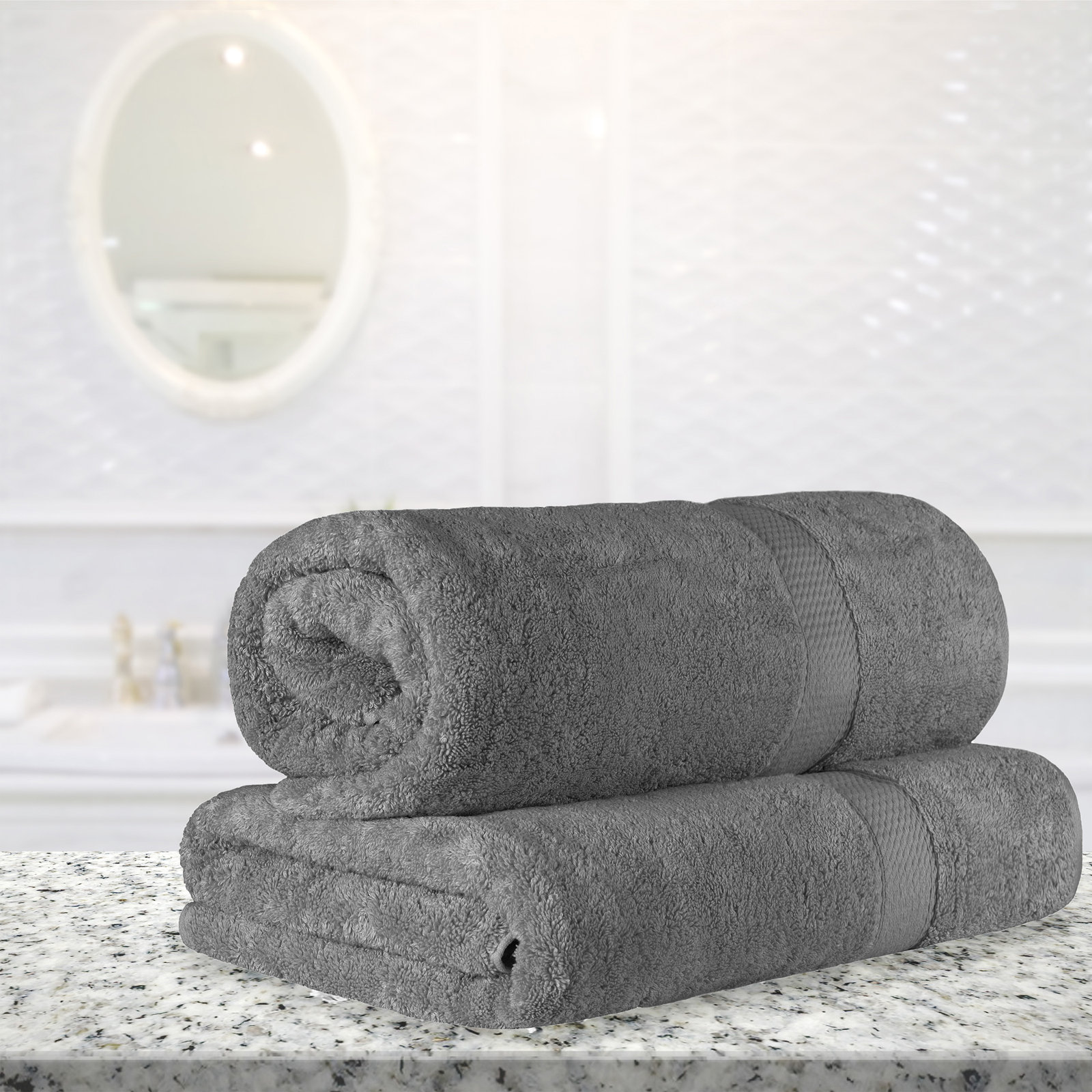 Renata 2-Piece Egyptian Cotton Bath Sheet Set, Charcoal