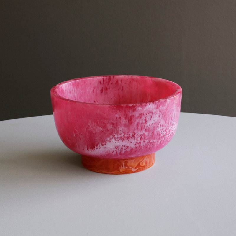Petit bol en résine RESIN avec base, Pink/Orange