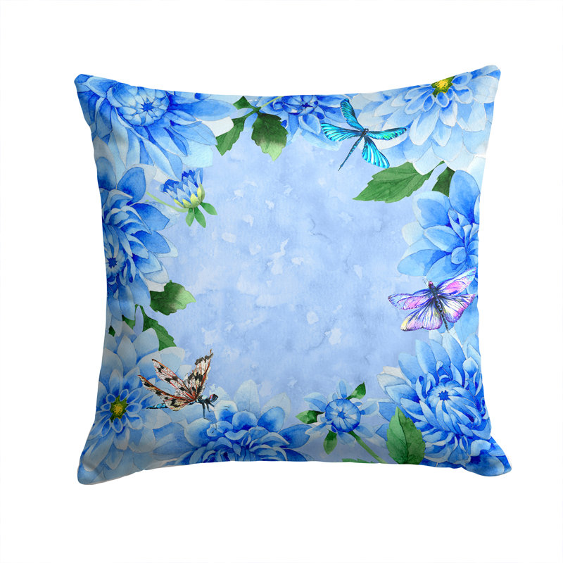Dahlias Indoor/Outdoor Throw Pillow, 14" x 14"