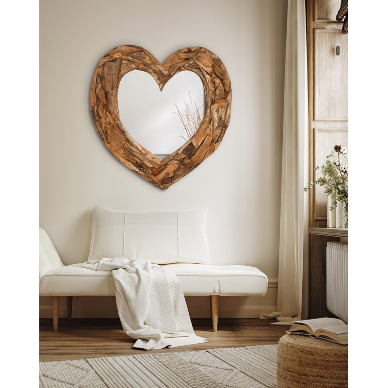 Mountain Studios Teak Heart Wall Mirror