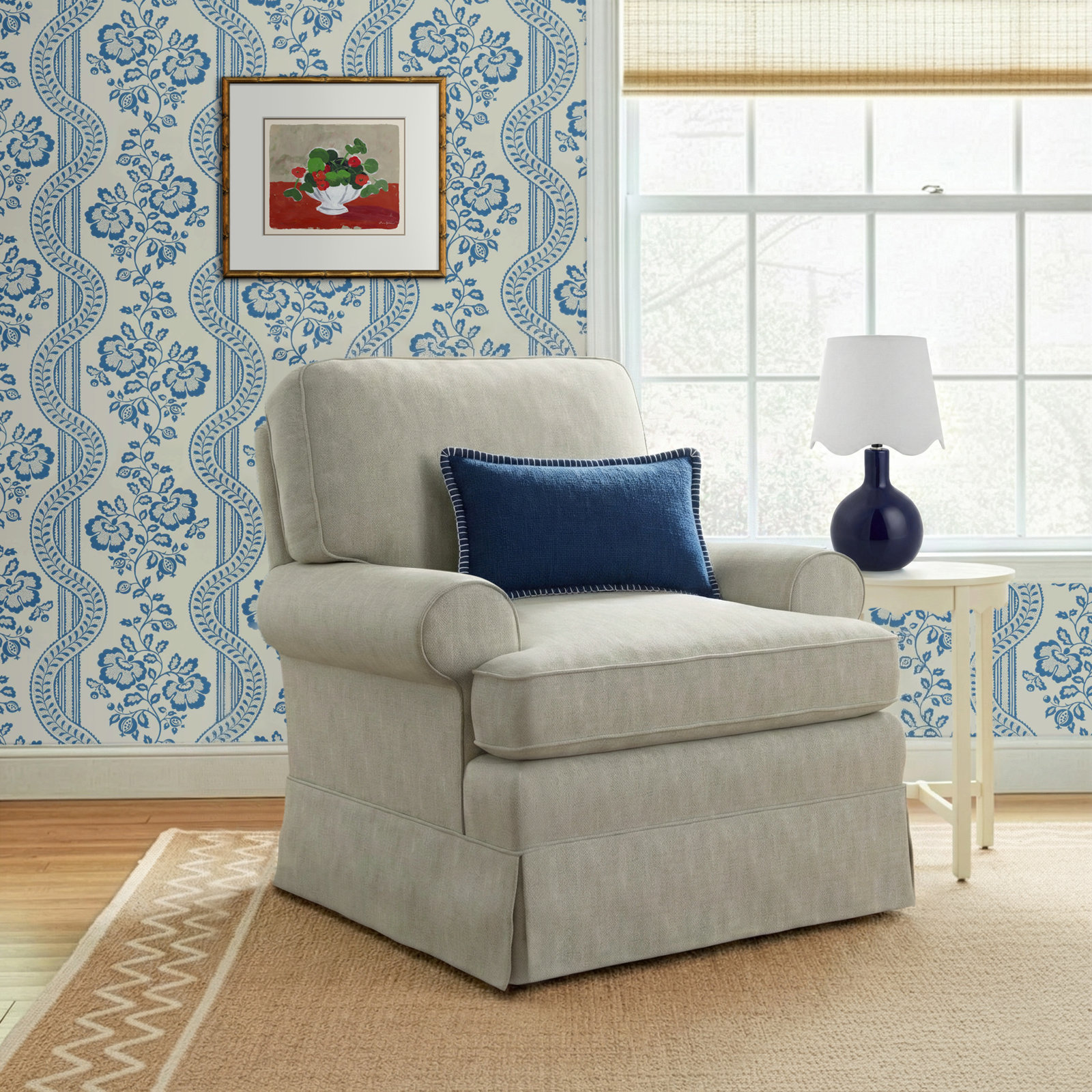 Allenford 39.5" W Swivel Armchair, Tusk Beige Performance