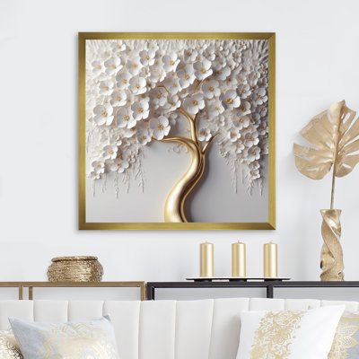 White Orchid Tree Garden Of Branches VIII - Tree Floral Canvas Art Print (No Texture)