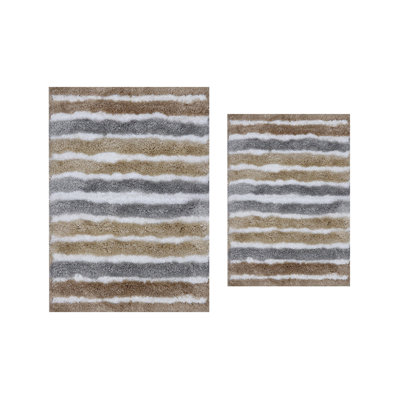 Bathroom Rugs, Ultra Soft Microfiber Mats Set, Absorbent & Quick Drying, Non-Slip Rubber Backing, Machine Washable, Plush Bathroom Floor Mats for Tub, Shower, Sink – 17x24 & 20x32, 2 Piece Set - Linen