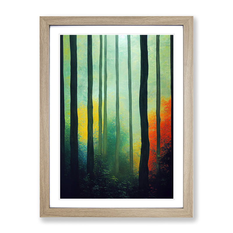 Breathtaking Forest - Wall Art, 66cm H x 48cm W x 2cm D, Oak Framed, White