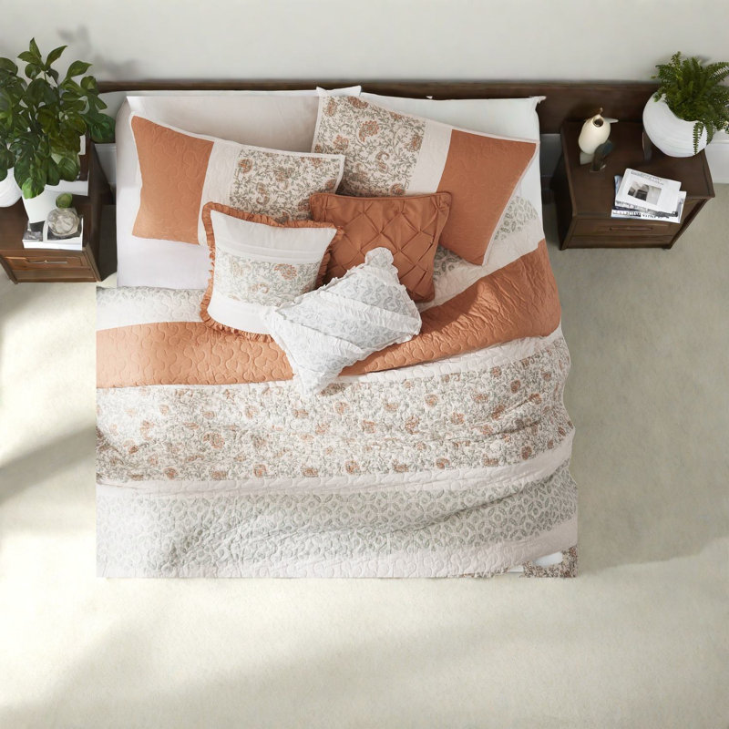 Ensemble de literie pour courtepointe en coton 6 pièces Elegant