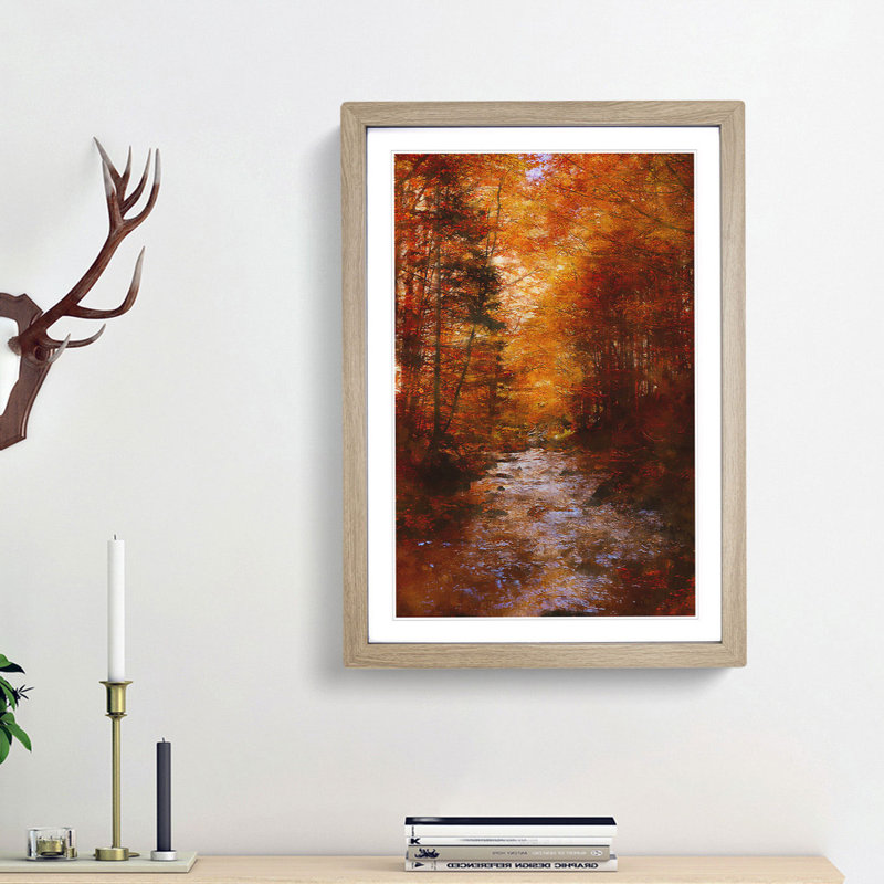 The Woodland Stream - Picture Frame Painting Print, 33cm H x 24cm W x 2cm D, Oak Framed