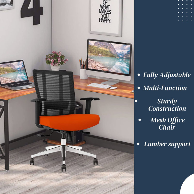 Chaise de travail ergonomique Scarlette, Mandarine