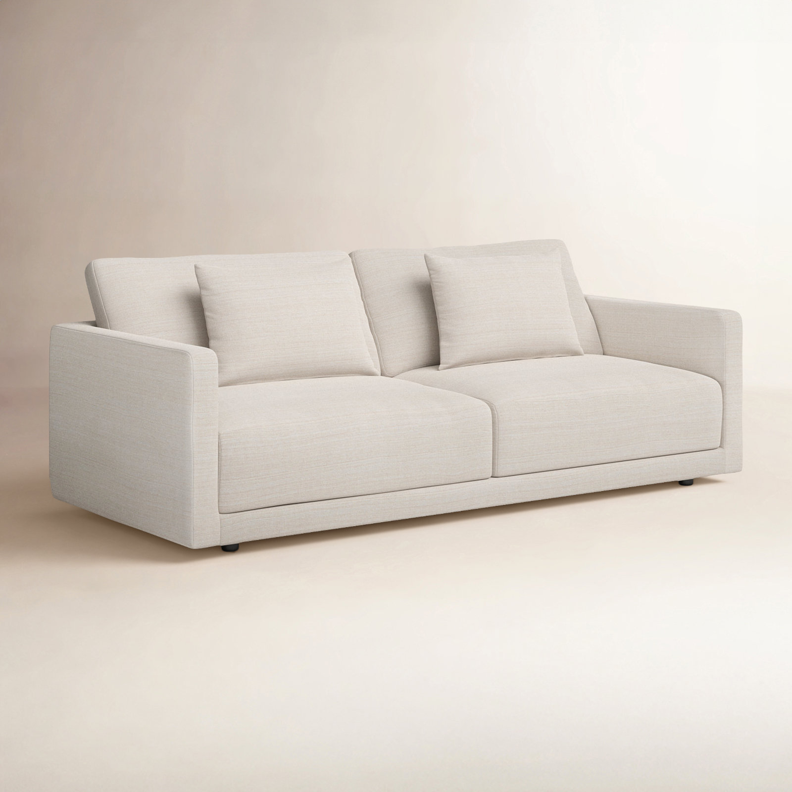 Kenji 84'' Upholstered Sofa, Cream Performance Basketweave