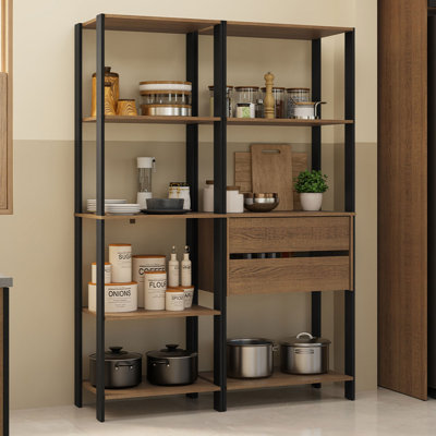  Armoire de rangement pour garde-manger avec 2 tiroirs et tablettes ouvertes L 51 po