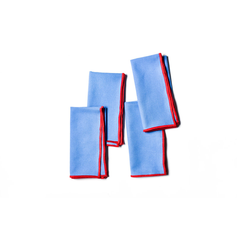 Cotton Blend Napkin, French Blue/Red