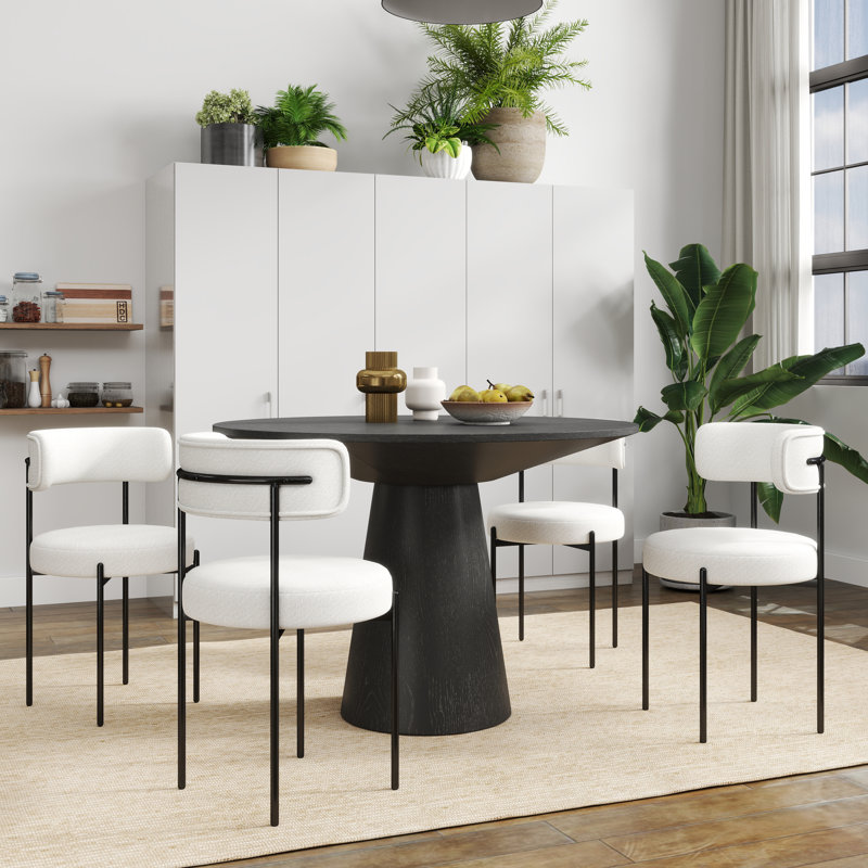 Ensemble de salle à manger à piédestal Eliverto, Blanc
