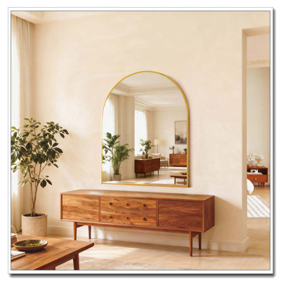 Metal Framed Arched Bathrrom Mirror for Wall