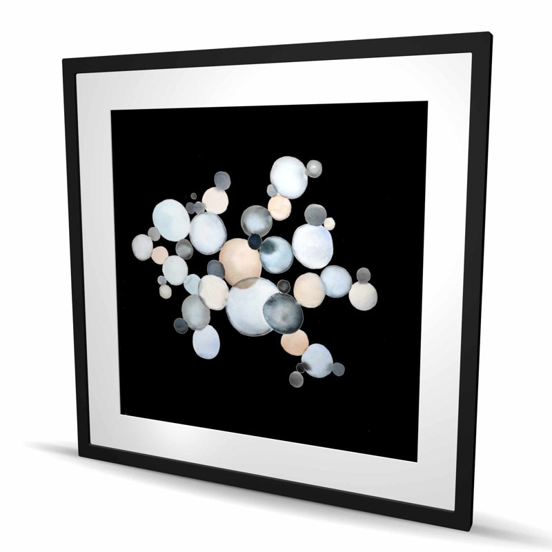 Bulles grisâtres - formes abstraites encadrées, H 36 po x l 36 po