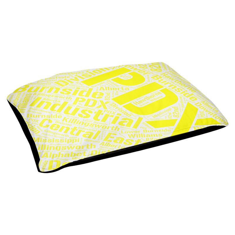 Coussin de chien « districts », Très grand (H 17 po x l 50 po x P 40 po), Portland, Jaune