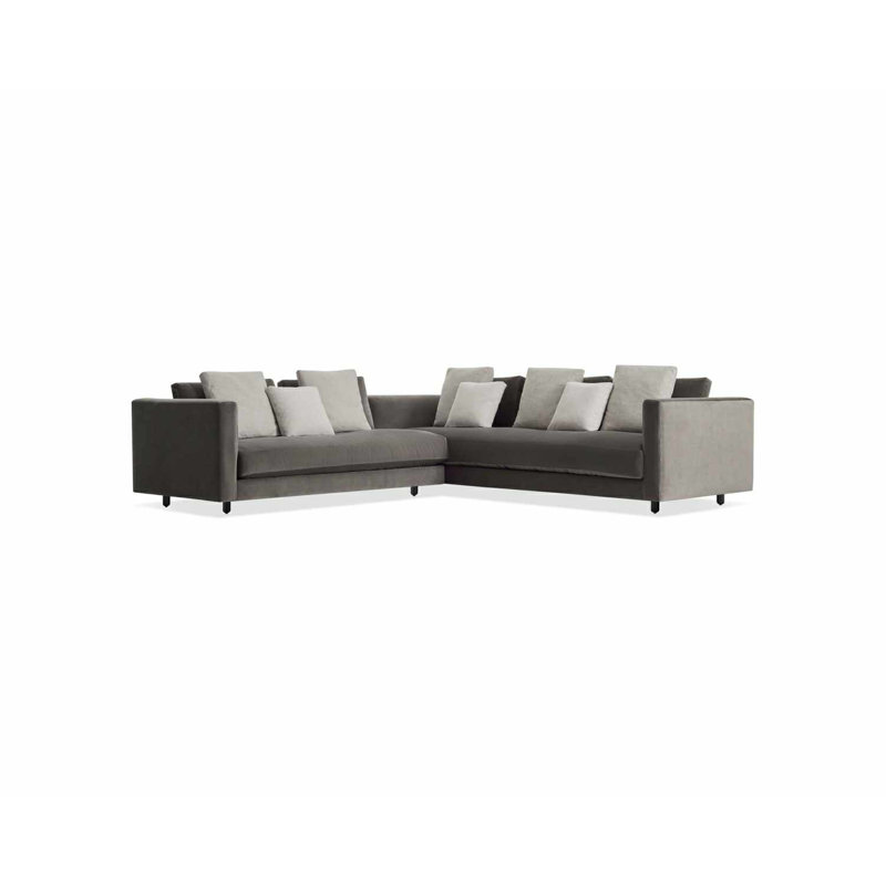 Hands Down Sectional, Camel Velvet/Sanford Navy, Left Hand Facing, Tofte Navy Polyester Blend